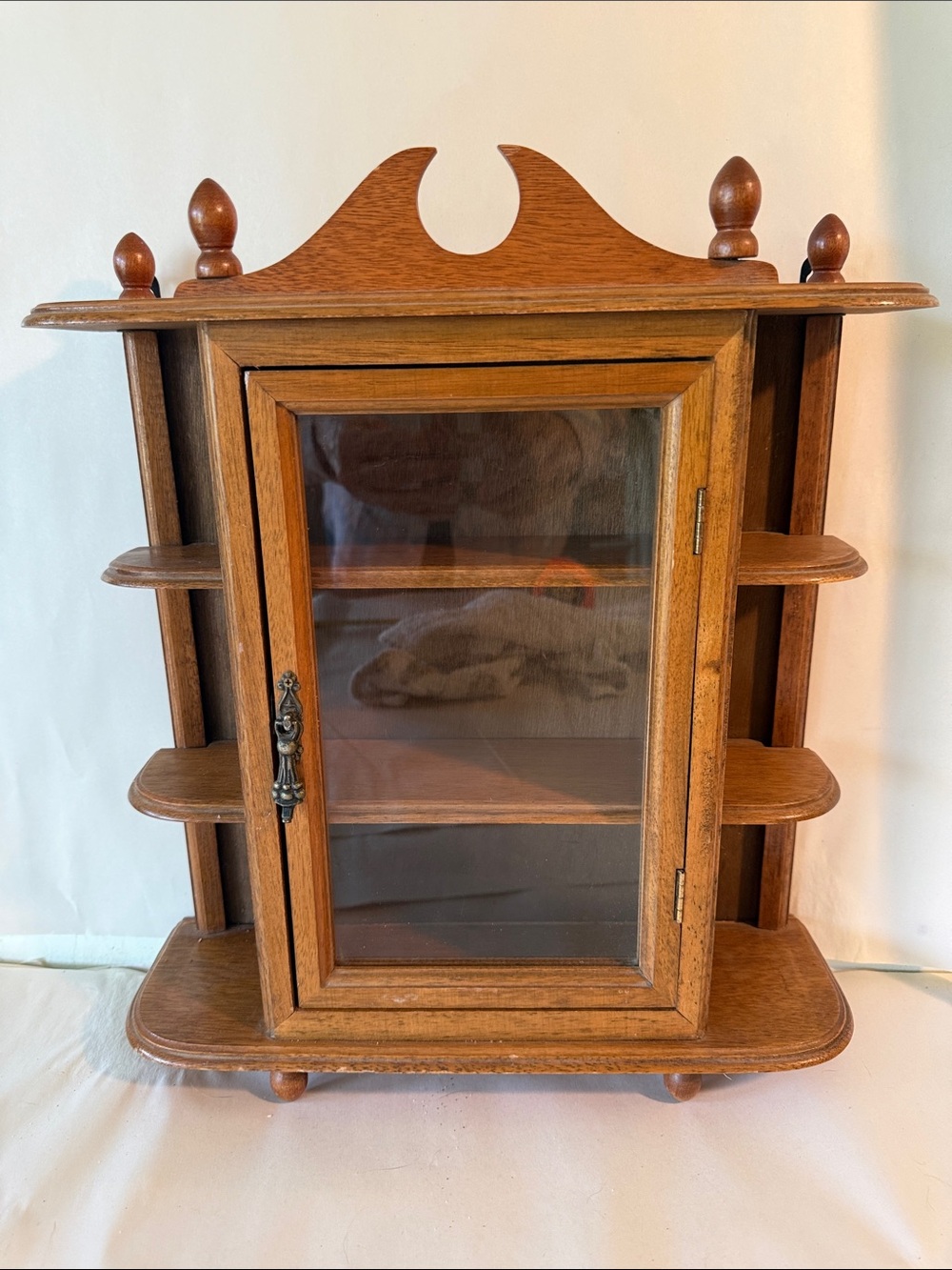 Wall-Mounted Display Curio Cabinet in Brown Wood Finish
